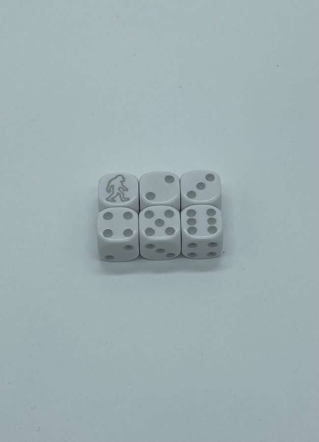 Sasquatch 16mm 6-Sided Die. Light grey pips and sasquatch.