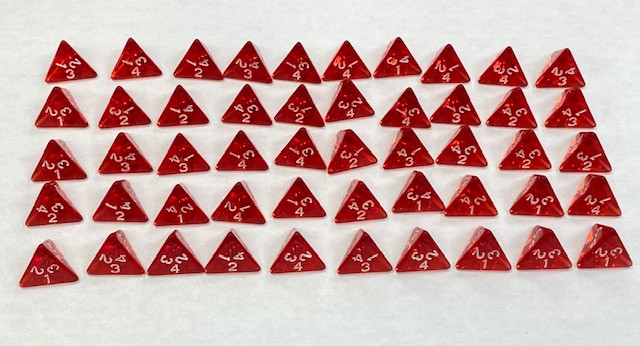 4-Sided Opaque Dice (d4) - Red