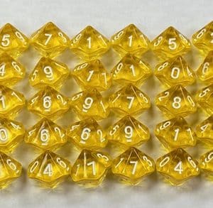 HD Transparent Yellow d10 set of 50 - DiceEmporium.com