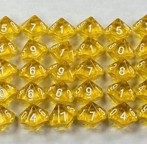 HD Transparent Yellow d10 set of 50 - DiceEmporium.com