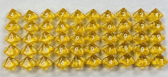 HD Transparent Yellow d10 set of 50 - DiceEmporium.com