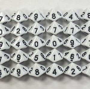 HD Opaque White d10 set of 50 - DiceEmporium.com