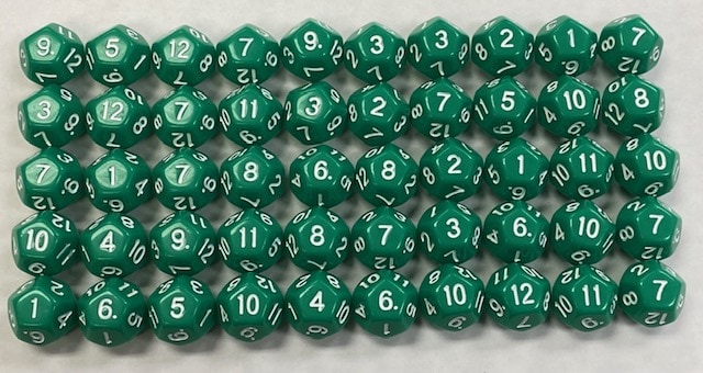 HD Opaque Green d12 set of 50 - DiceEmporium.com