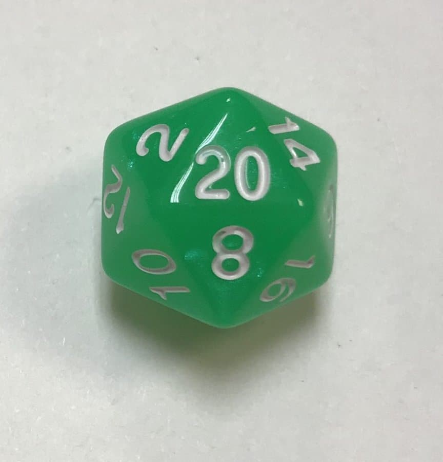 20 Sided Green Aurora Borealis Dice - DiceEmporium.com