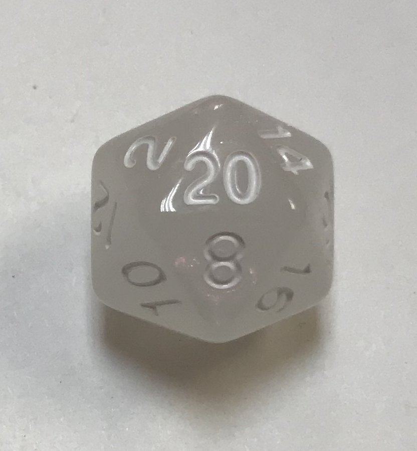 20 Sided Pink Frost Aurora Borealis Dice - DiceEmporium.com