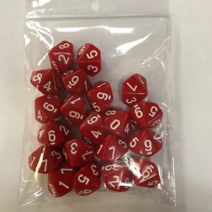 Red Opaque d10 HD Set of 20 Dice - 10 Sided - DiceEmporium.com