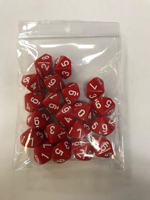 Red Opaque d10 HD Set of 20 Dice - 10 Sided - DiceEmporium.com