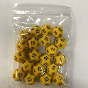 Yellow Opaque d12 HD Set of 20 Dice - 12 Sided - DiceEmporium.com