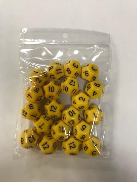 Yellow Opaque d12 HD Set of 20 Dice - 12 Sided - DiceEmporium.com