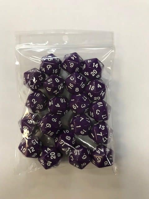 Purple Opaque d20 HD Set of 20 Dice - 20 Sided - DiceEmporium.com