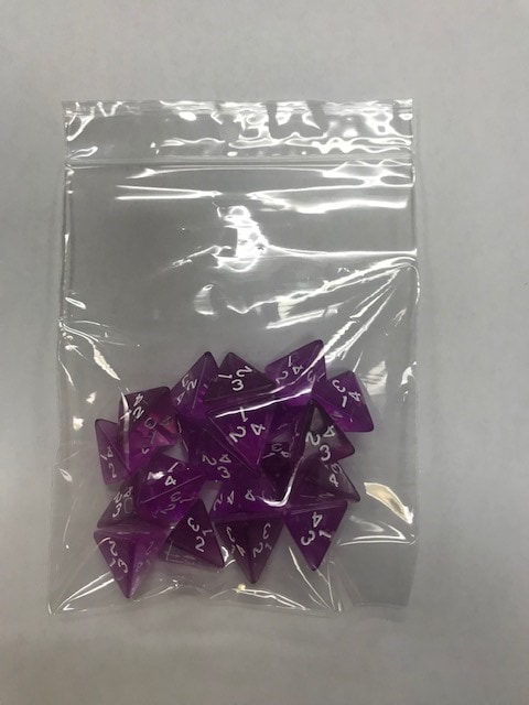 Purple Transparent d4 HD Set of 20 Dice - 4 Sided - DiceEmporium.com