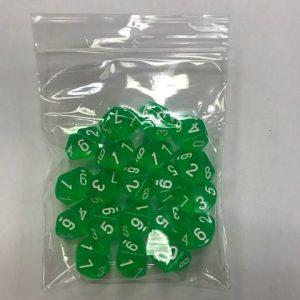 Green Transparent d10 HD Set of 20 Dice - 10 Sided - DiceEmporium.com