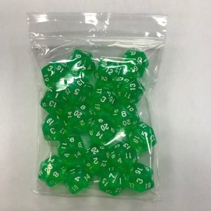 Green Transparent d20 HD Set of 20 Dice - 20 Sided - DiceEmporium.com