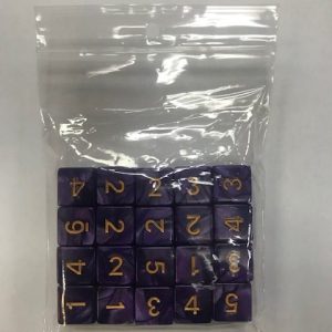 Purple Gold Pearl d6 HD Set of 20 Dice - 6 Sided - DiceEmporium.com