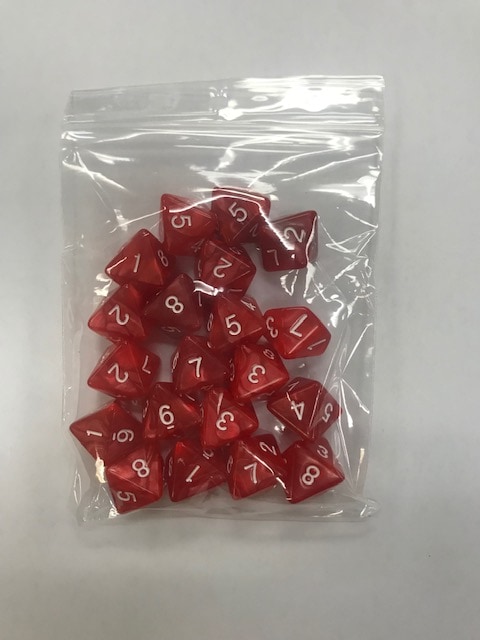 Red White Pearl d8 HD Set of 20 Dice - 8 Sided - DiceEmporium.com