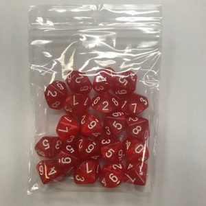 Red White Pearl d10 HD Set of 20 Dice - 10 Sided - DiceEmporium.com