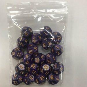 Purple Gold Pearl d12 HD Sets of 20 Dice - 12 Sided - DiceEmporium.com