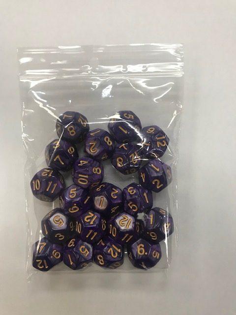 Purple Gold Pearl d12 HD Sets of 20 Dice - 12 Sided - DiceEmporium.com