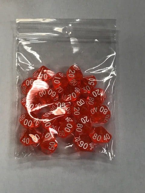 Orange Transparent d10 % HD Set of 20 Dice 10 Sided - DiceEmporium.com