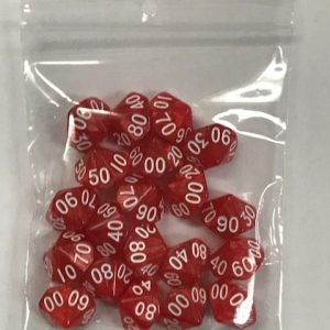 Red White Pearl d10 % HD Set of 20 Dice 10 Sided - DiceEmporium.com