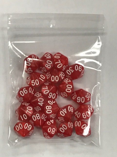 Red White Pearl d10 % HD Set of 20 Dice 10 Sided - DiceEmporium.com