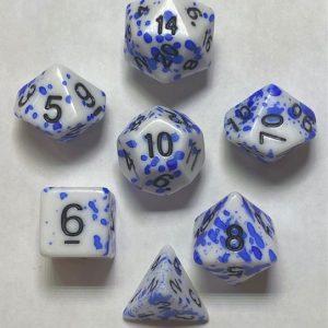 Blue Splatter 7 die set - DiceEmporium.com