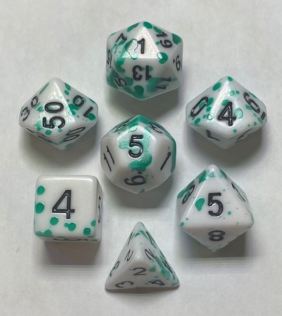 Green Splatter 7 die set - DiceEmporium.com