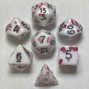 Purplish Red Splatter 7 die set - DiceEmporium.com