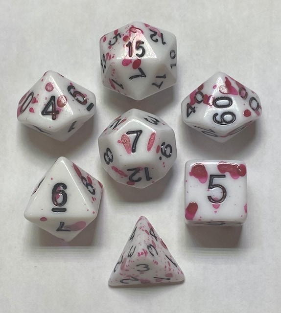 Purplish Red Splatter 7 die set - DiceEmporium.com