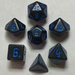 Black Opaque Blue Ink 7 die set - DiceEmporium.com