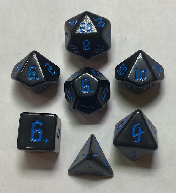 Black Opaque Blue Ink 7 die set - DiceEmporium.com