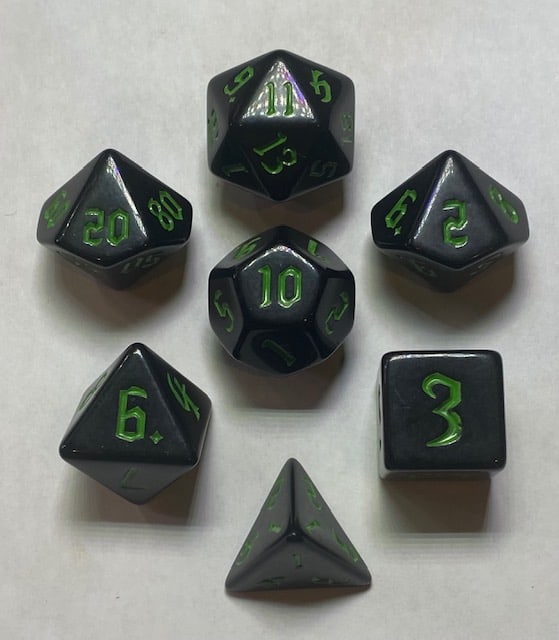 Black Opaque Blue Ink 7 die set - DiceEmporium.com