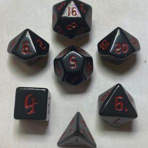 Black Opaque Red Ink 7 die set - DiceEmporium.com