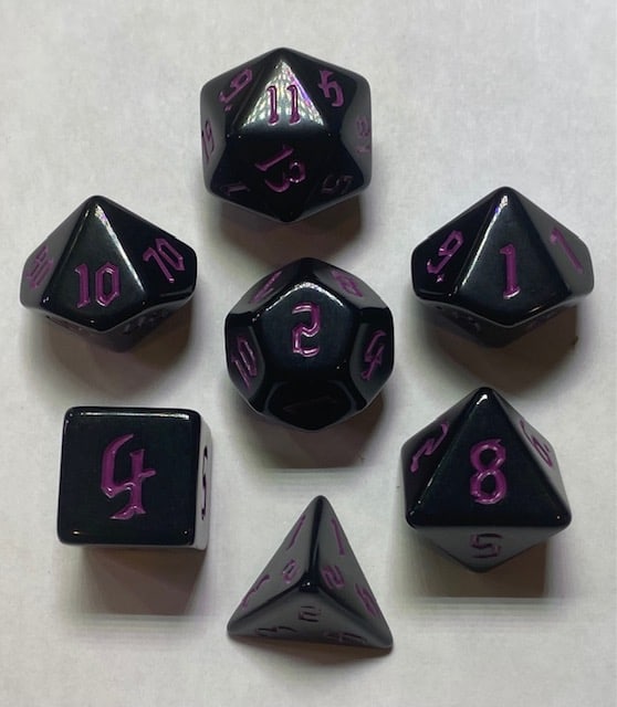 Black Opaque Purple Ink 7 die set - DiceEmporium.com