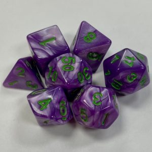 Light Purple Green Font Pearl Dice - DiceEmporium.com