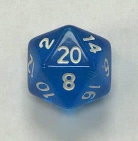 20 Sided Blue Transparent Top Imprint Dice - DiceEmporium.com