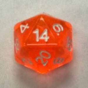 20 Sided Orange Transparent Top Imprint Dice - DiceEmporium.com