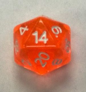 20 Sided Orange Transparent Top Imprint Dice - DiceEmporium.com