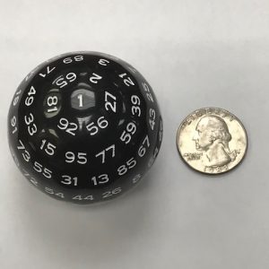 100 Sided Die Black/white - DiceEmporium.com