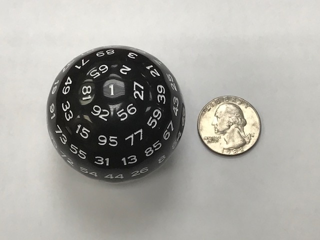 100 Sided Die Black/white - DiceEmporium.com