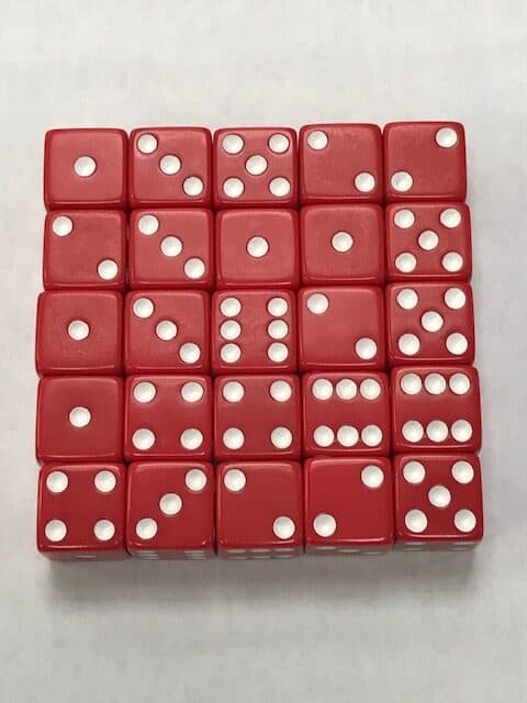 16mm Square Corner d6 Dice Sets (25)