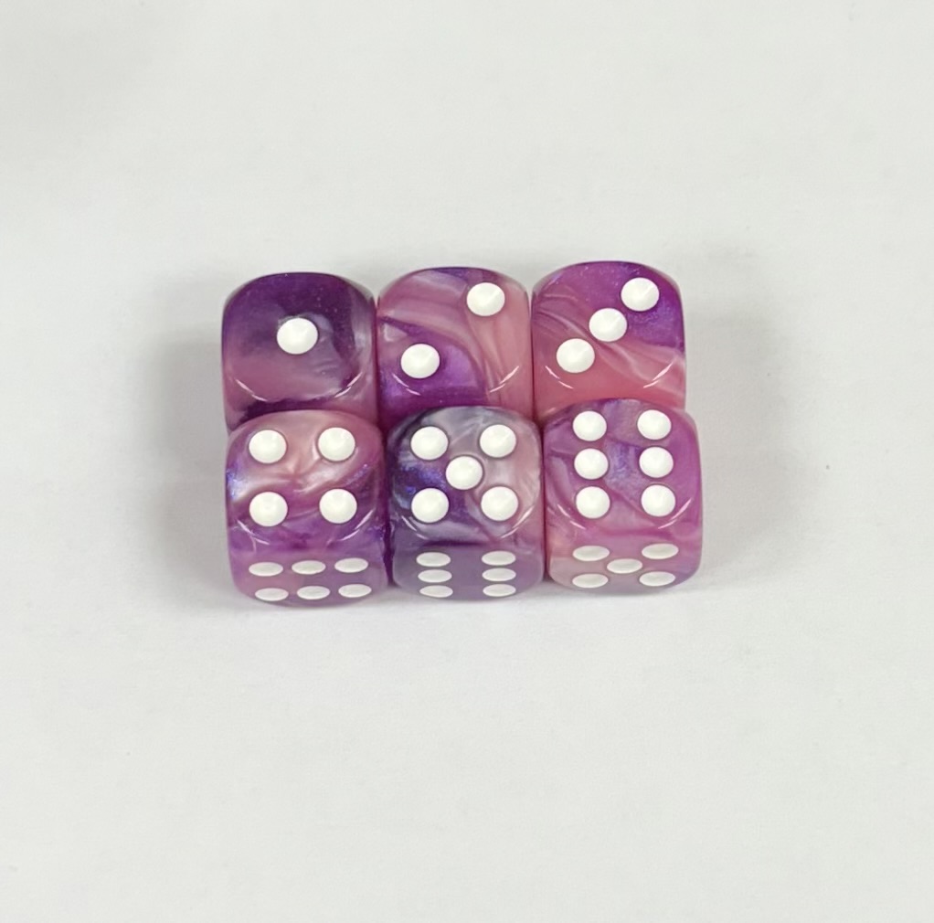 16mm Rose-Red/white - Dice Emporium