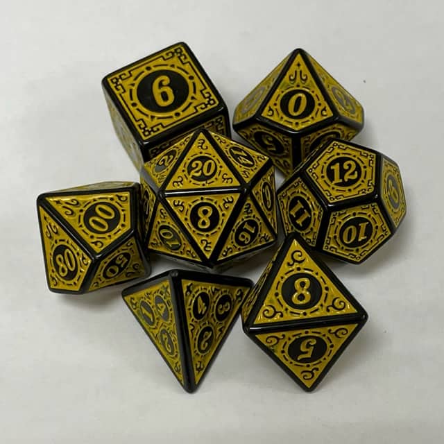 Yellow Magic Flame 7 Die Set - DiceEmporium.com