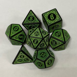 Green Magic Flame 7 Die Set - DiceEmporium.com