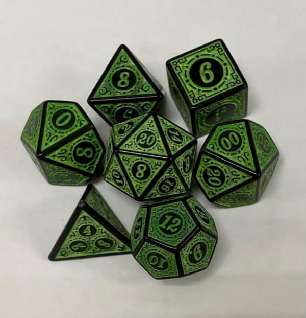 Green Magic Flame 7 Die Set - DiceEmporium.com