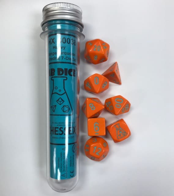 Heavy Orange/turquoise Lab dice - DiceEmporium.com