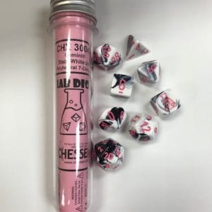 Black-White/pink Lab dice - DiceEmporium.com