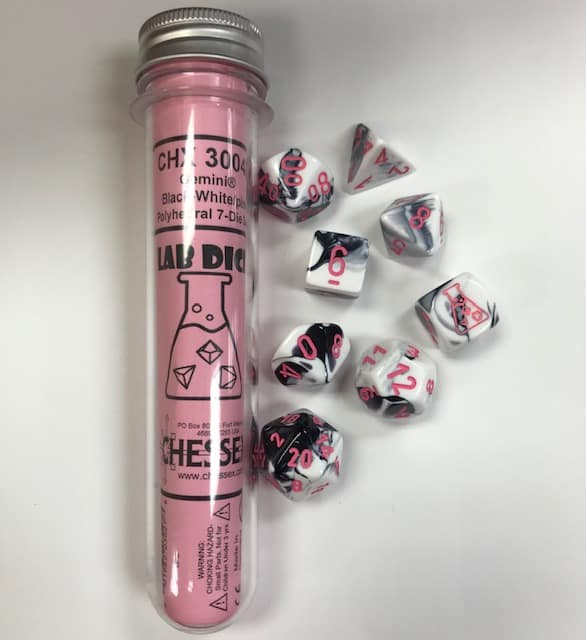 Black-White/pink Lab dice - DiceEmporium.com