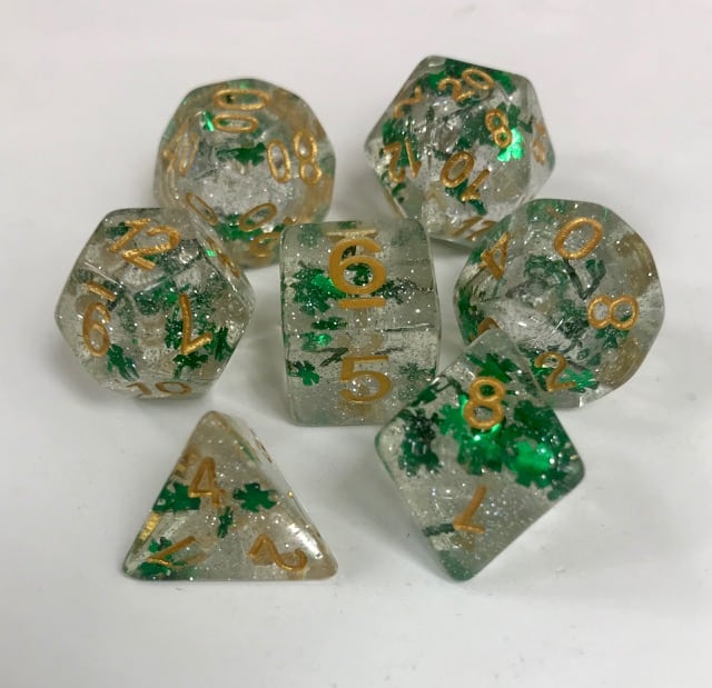 4 Leaf Clover 7 Die Set - DiceEmporium.com