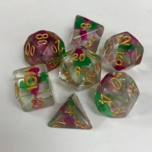 Nebula Green Purple Swirl 7 Die Set - DiceEmporium.com